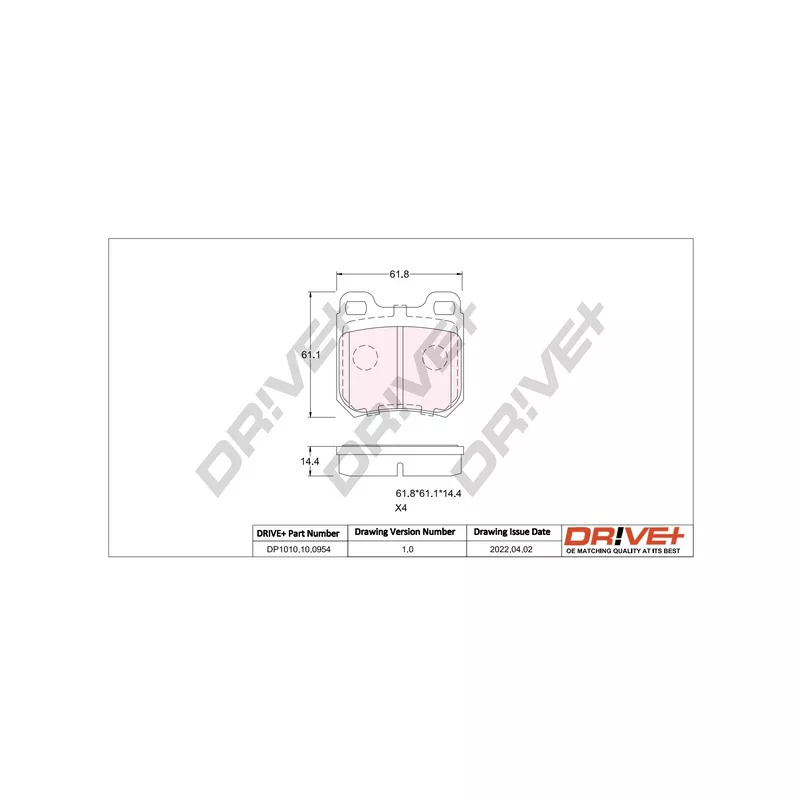 Jeu de 4 plaquettes de frein arrière Dr!ve+ DP1010.10.0954