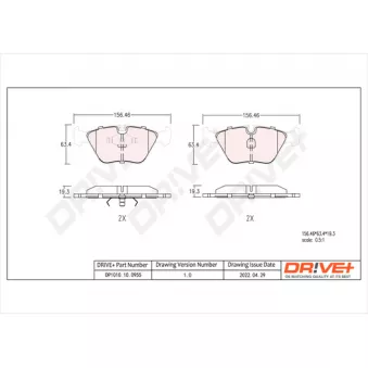 Jeu de 4 plaquettes de frein avant Dr!ve+ DP1010.10.0955