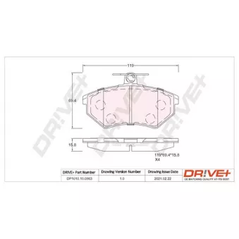 Jeu de 4 plaquettes de frein avant Dr!ve+ DP1010.10.0963
