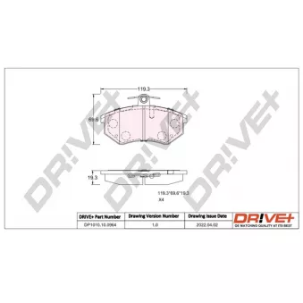 Jeu de 4 plaquettes de frein avant Dr!ve+ DP1010.10.0964