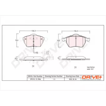 Jeu de 4 plaquettes de frein avant Dr!ve+ DP1010.10.0966