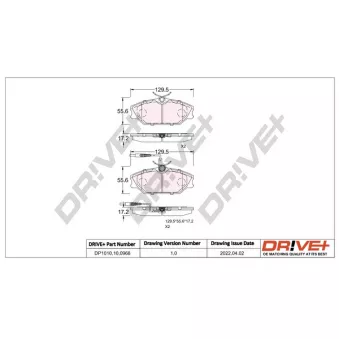 Jeu de 4 plaquettes de frein avant Dr!ve+ DP1010.10.0968
