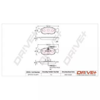 Jeu de 4 plaquettes de frein avant Dr!ve+ DP1010.10.0971