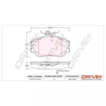 Jeu de 4 plaquettes de frein avant Dr!ve+ DP1010.10.0978