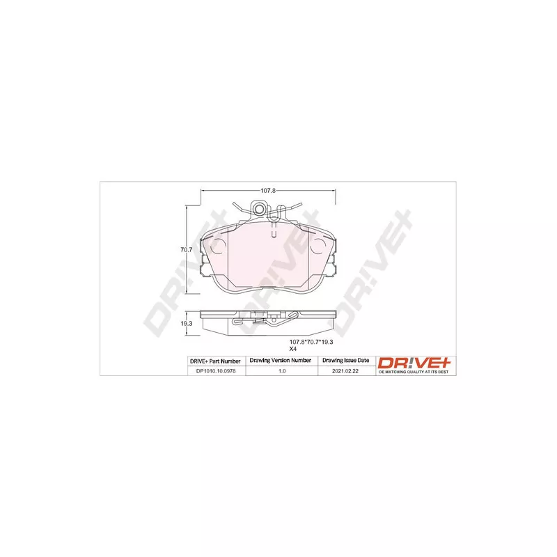 Jeu de 4 plaquettes de frein avant Dr!ve+ DP1010.10.0978