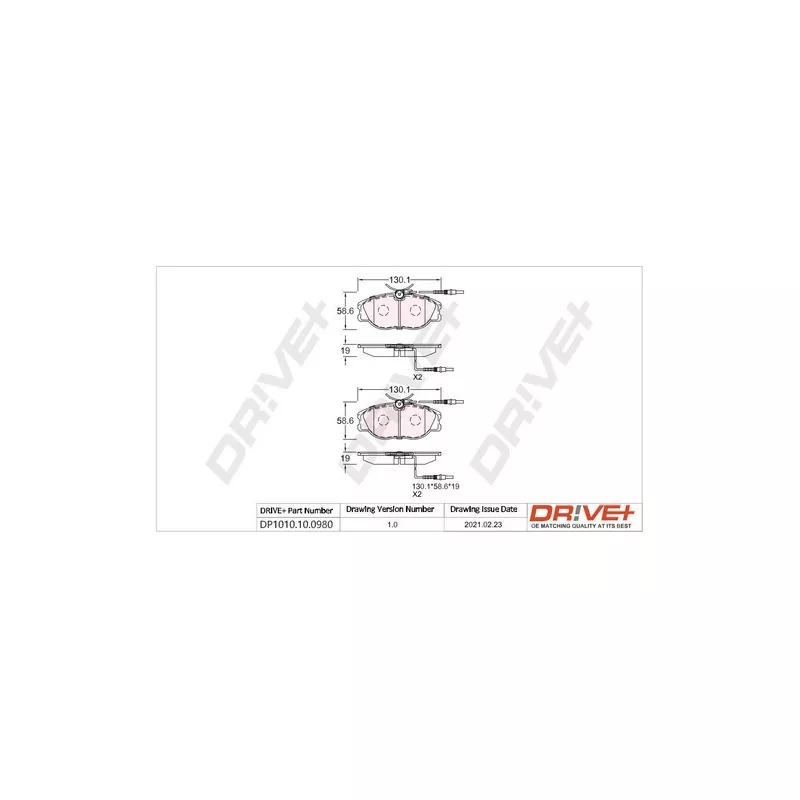 Jeu de 4 plaquettes de frein avant Dr!ve+ DP1010.10.0980