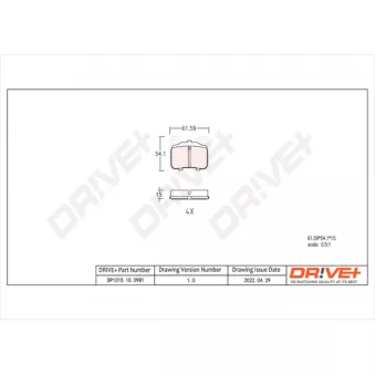 Jeu de 4 plaquettes de frein arrière Dr!ve+ DP1010.10.0981