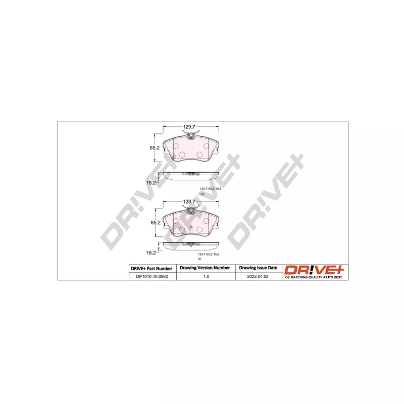 Jeu de 4 plaquettes de frein avant Dr!ve+ DP1010.10.0982