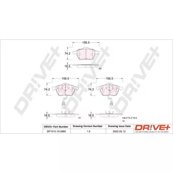 Jeu de 4 plaquettes de frein avant Dr!ve+ DP1010.10.0985