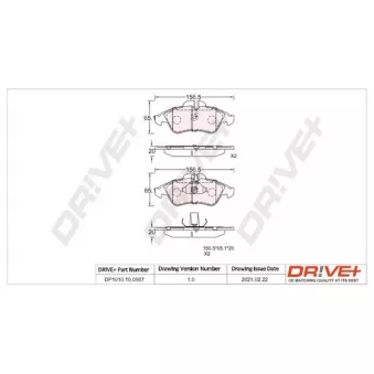 Jeu de 4 plaquettes de frein avant Dr!ve+ DP1010.10.0987