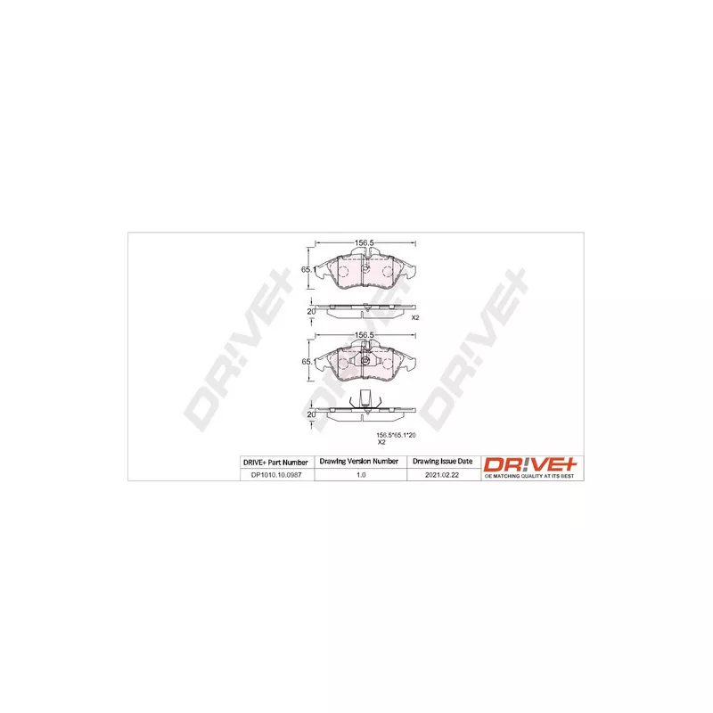 Jeu de 4 plaquettes de frein avant Dr!ve+ DP1010.10.0987