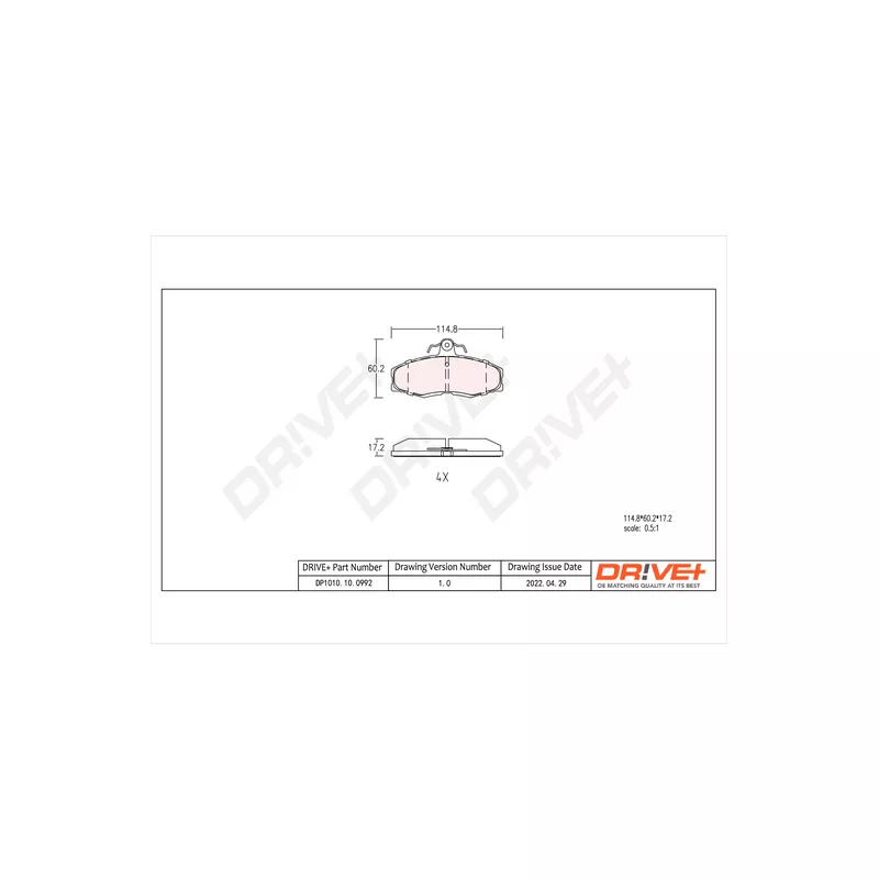 Jeu de 4 plaquettes de frein avant Dr!ve+ DP1010.10.0992