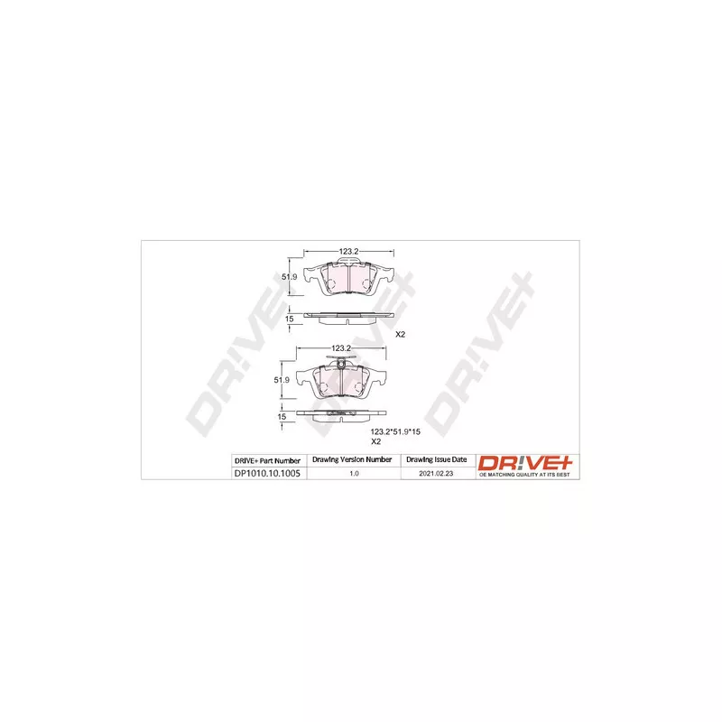 Jeu de 4 plaquettes de frein arrière Dr!ve+ DP1010.10.1005