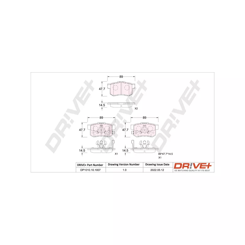 Jeu de 4 plaquettes de frein arrière Dr!ve+ DP1010.10.1007