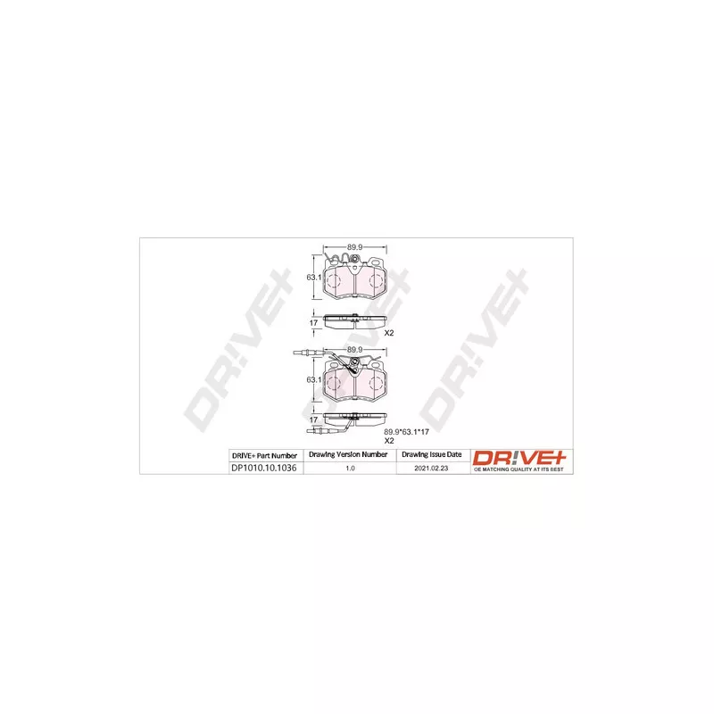 Jeu de 4 plaquettes de frein avant Dr!ve+ DP1010.10.1036