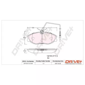 Jeu de 4 plaquettes de frein avant Dr!ve+ DP1010.10.1044