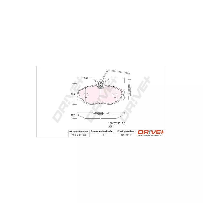 Jeu de 4 plaquettes de frein avant Dr!ve+ DP1010.10.1044