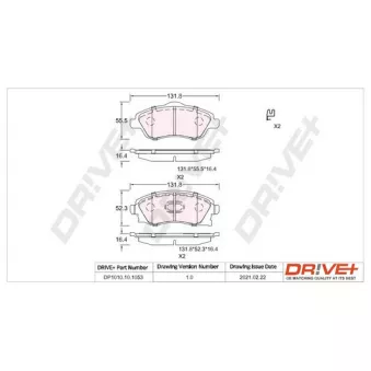 Jeu de 4 plaquettes de frein avant Dr!ve+ DP1010.10.1053