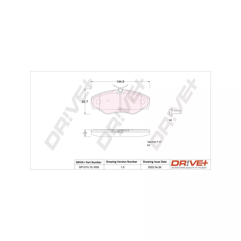 Jeu de 4 plaquettes de frein avant Dr!ve+ DP1010.10.1055
