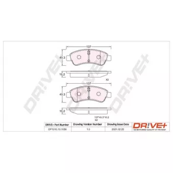 Jeu de 4 plaquettes de frein avant Dr!ve+ DP1010.10.1056