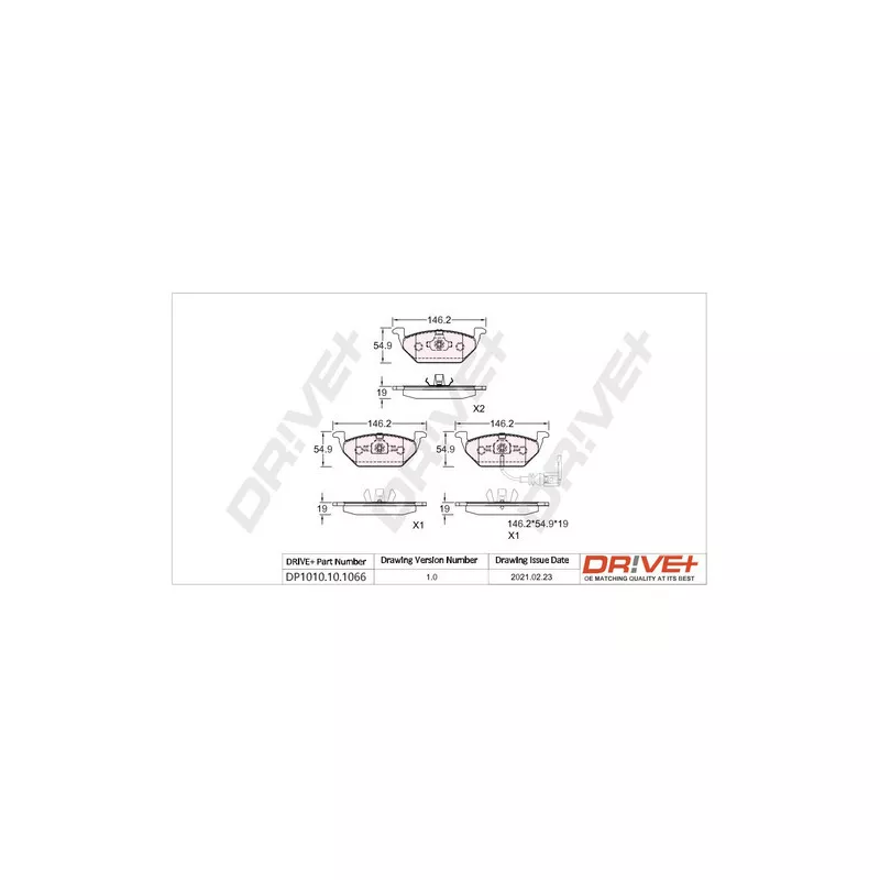 Jeu de 4 plaquettes de frein avant Dr!ve+ DP1010.10.1066