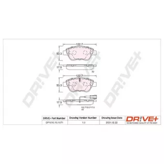 Jeu de 4 plaquettes de frein avant Dr!ve+ DP1010.10.1071