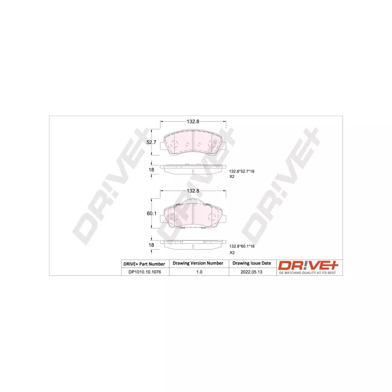 Jeu de 4 plaquettes de frein avant Dr!ve+ DP1010.10.1076