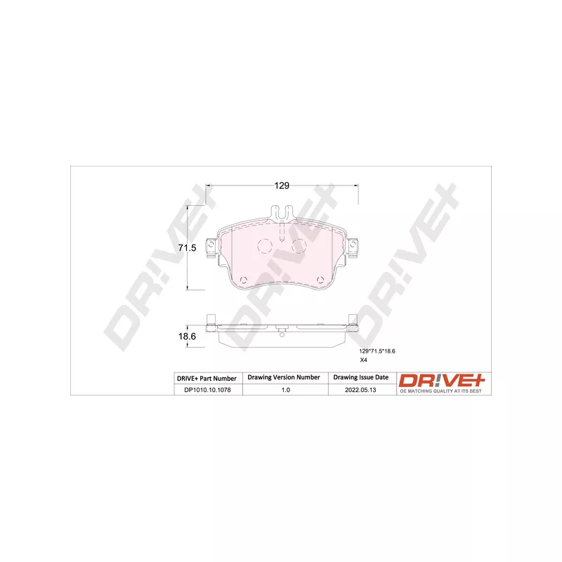 Jeu de 4 plaquettes de frein avant Dr!ve+ DP1010.10.1078