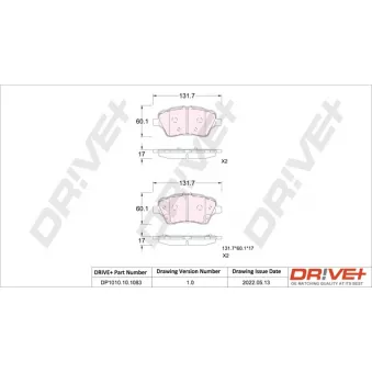 Jeu de 4 plaquettes de frein avant Dr!ve+ DP1010.10.1083