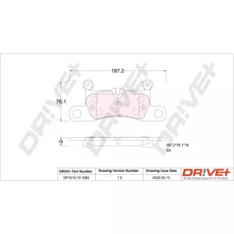 Jeu de 4 plaquettes de frein arrière Dr!ve+ DP1010.10.1085
