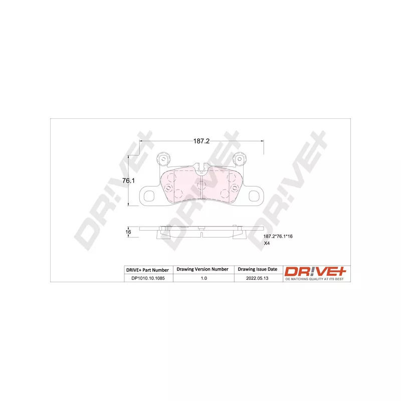 Jeu de 4 plaquettes de frein arrière Dr!ve+ DP1010.10.1085
