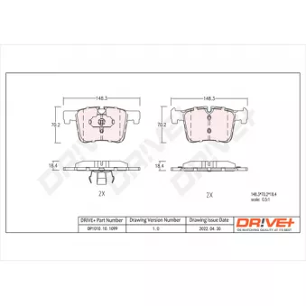 Jeu de 4 plaquettes de frein avant Dr!ve+ DP1010.10.1099