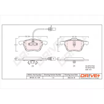 Jeu de 4 plaquettes de frein avant Dr!ve+ DP1010.10.1109