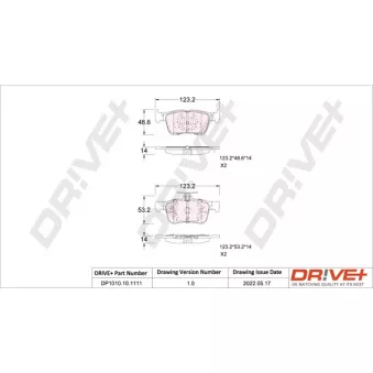 Jeu de 4 plaquettes de frein arrière Dr!ve+ DP1010.10.1111