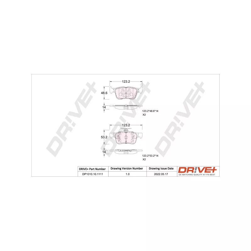 Jeu de 4 plaquettes de frein arrière Dr!ve+ DP1010.10.1111