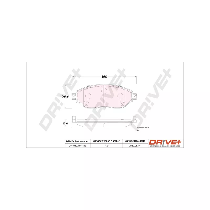 Jeu de 4 plaquettes de frein avant Dr!ve+ DP1010.10.1113