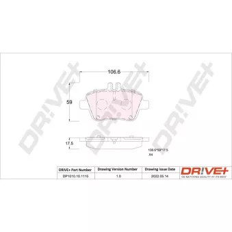 Jeu de 4 plaquettes de frein arrière Dr!ve+ DP1010.10.1115