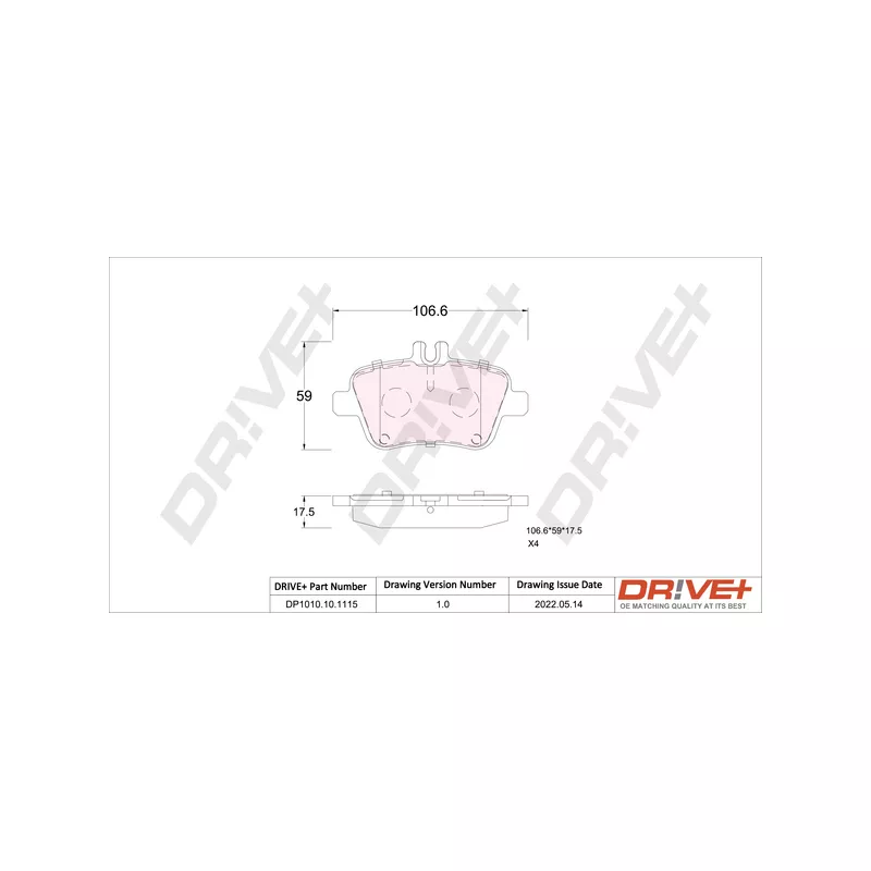 Jeu de 4 plaquettes de frein arrière Dr!ve+ DP1010.10.1115