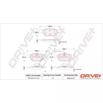 Jeu de 4 plaquettes de frein avant Dr!ve+ DP1010.10.1116