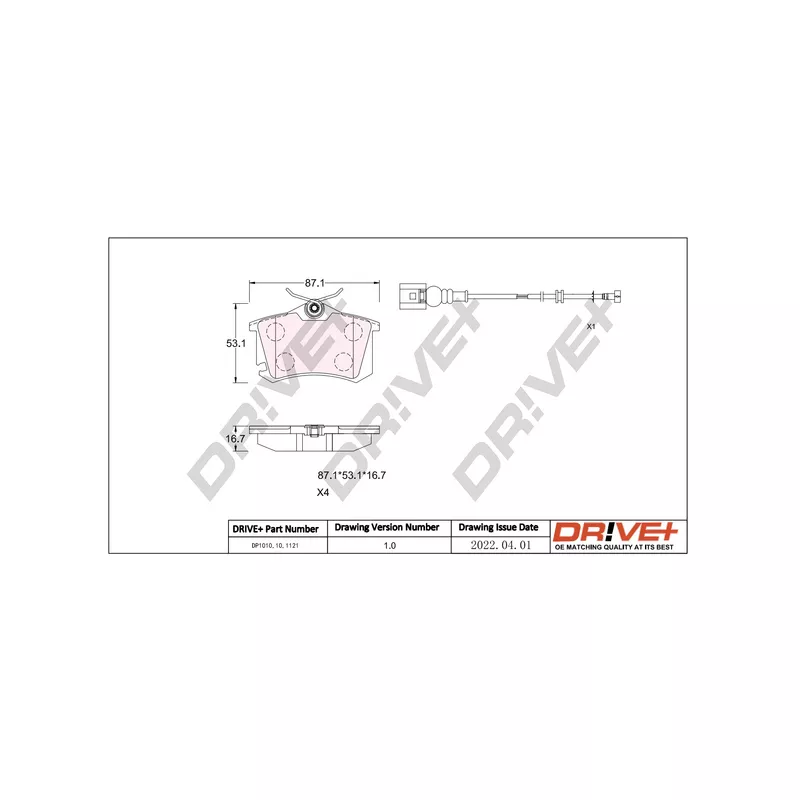 Jeu de 4 plaquettes de frein arrière Dr!ve+ DP1010.10.1121