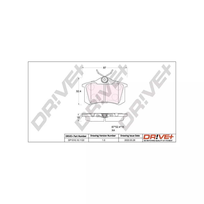 Jeu de 4 plaquettes de frein arrière Dr!ve+ DP1010.10.1122