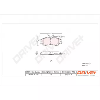 Jeu de 4 plaquettes de frein avant Dr!ve+ DP1010.10.1126