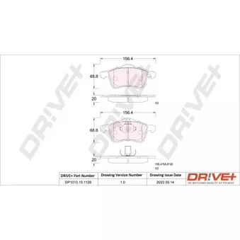Jeu de 4 plaquettes de frein avant Dr!ve+ DP1010.10.1128