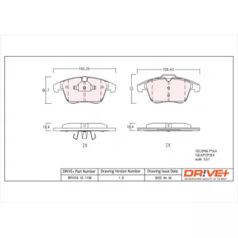 Jeu de 4 plaquettes de frein avant Dr!ve+ DP1010.10.1130
