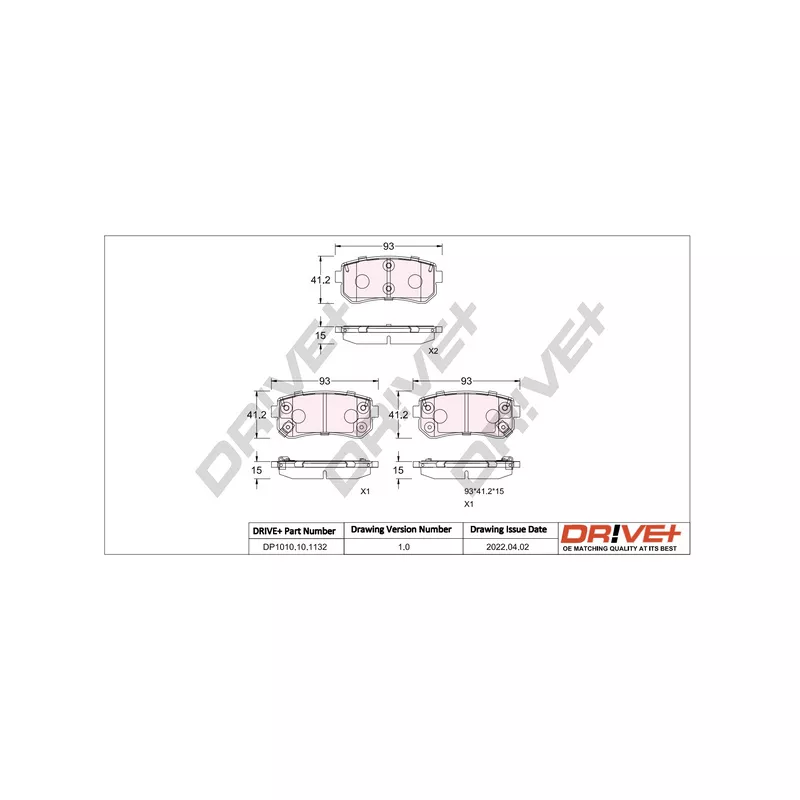 Jeu de 4 plaquettes de frein arrière Dr!ve+ DP1010.10.1132