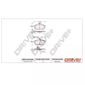 Jeu de 4 plaquettes de frein avant Dr!ve+ DP1010.10.1135