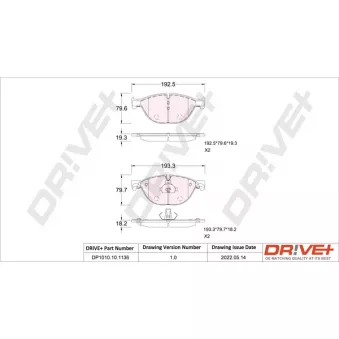 Jeu de 4 plaquettes de frein avant Dr!ve+