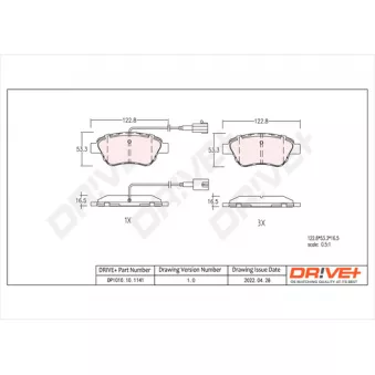 Jeu de 4 plaquettes de frein avant Dr!ve+ DP1010.10.1141