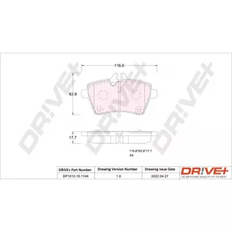 Jeu de 4 plaquettes de frein avant Dr!ve+ DP1010.10.1149