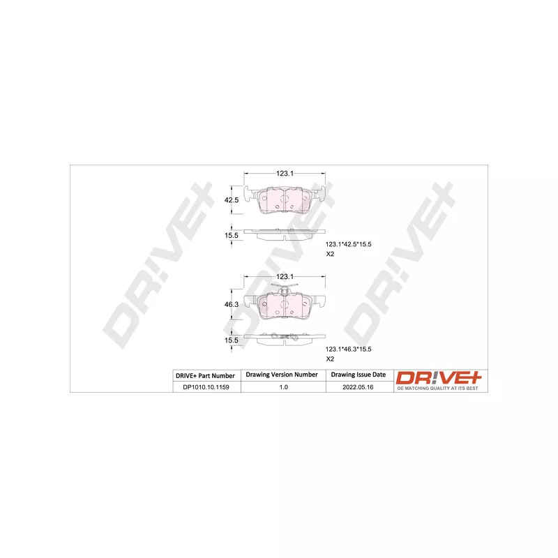Jeu de 4 plaquettes de frein arrière Dr!ve+ DP1010.10.1159